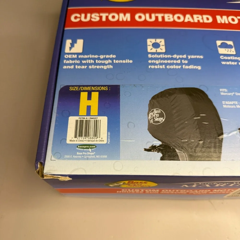 Bass Pro Shops Outboard Motor Cover H Fits Mercury V6 4-Stroke 175-225hp Black